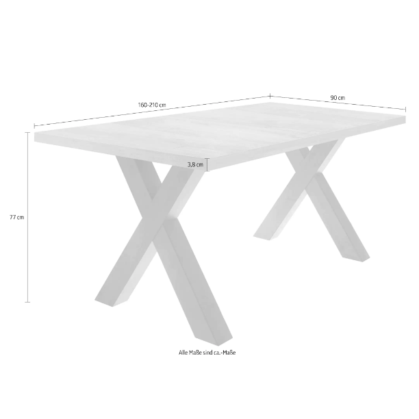 System-X160B étkezőasztal, Deszkatölgy / Acélfekete, 160-210x90 cm