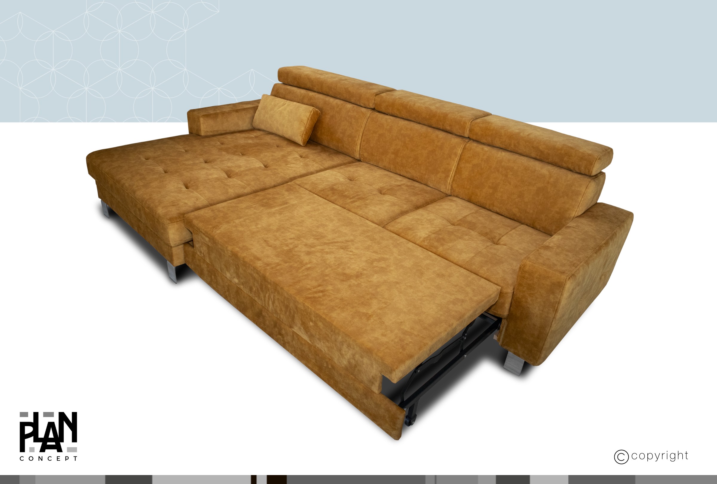 Borneo sarokgarnitúra, balos, Mustársárga (I.), 290x170 cm