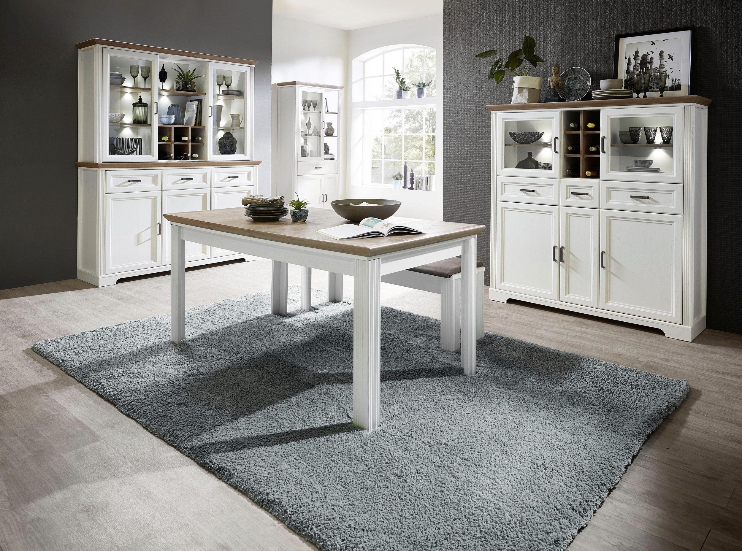 Jillana étkezőasztal UH01, Fehér / Artisan tölgy, 160/220x76x90 cm