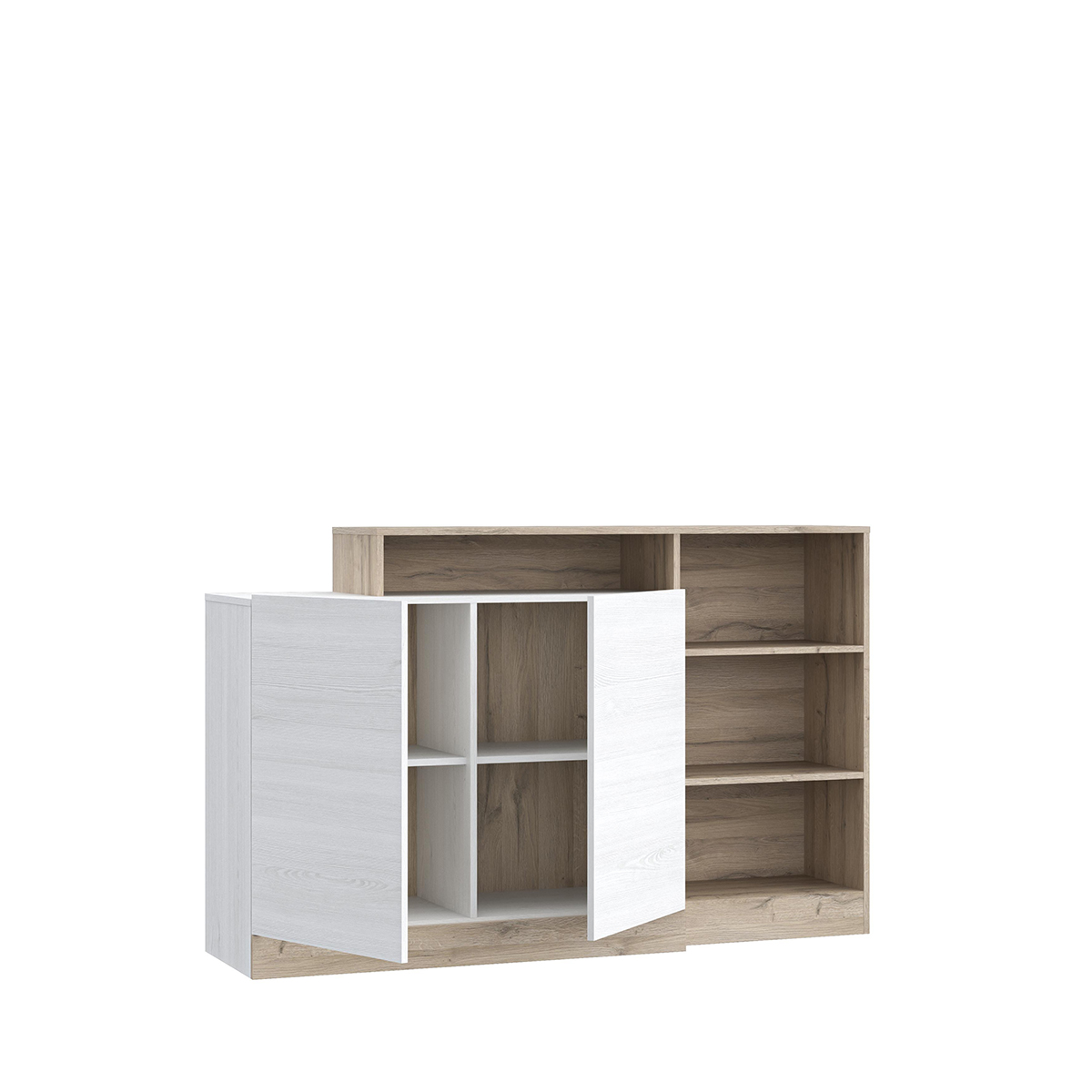 Bodil kombinált komód,150cm, Bianco tölgy-havas tölgy"k"