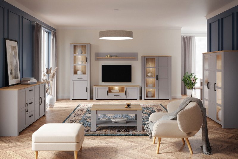 Provance TV állvány, szürke / riviera tölgy, 166x52x42 cm