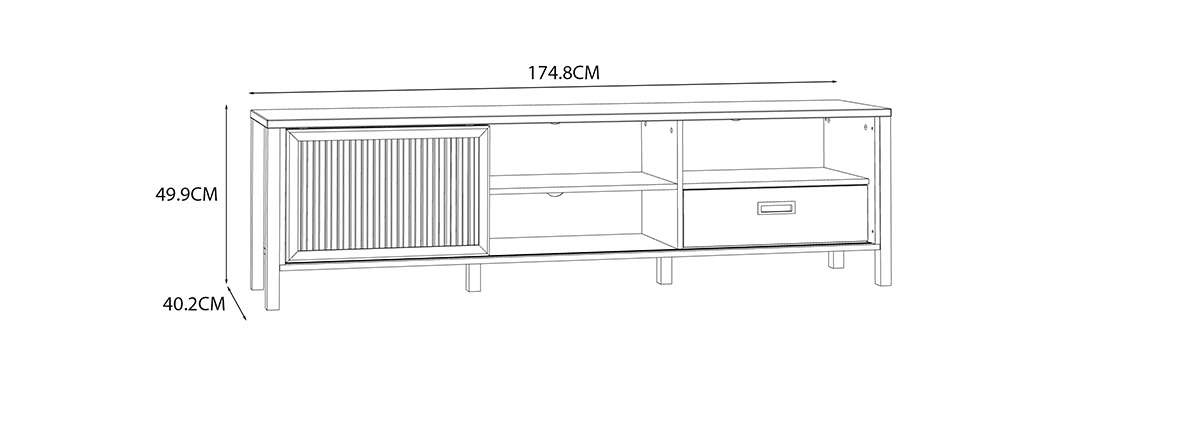 Fontana TV állvány,  Mauvella tölgy/fekete 174,8x49x9x40,2cm