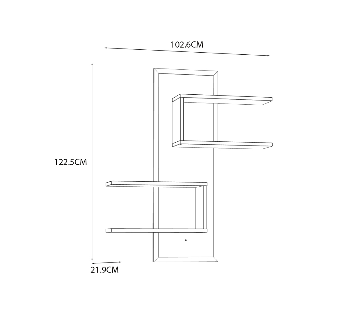 Fontana falipanel, mauvella tölgy / fekete, 103x123x22 cm