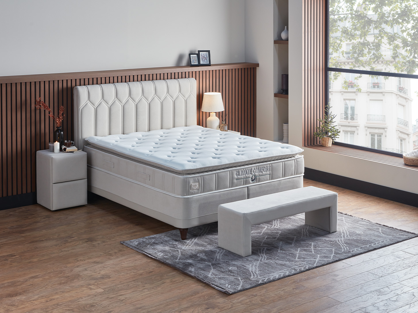Klíma Komfort boxspring ágyszett (ágyneműtartós ágy matraccal) 180x200cm