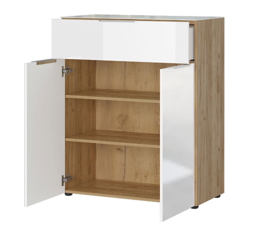 Oakland komód, 1fiókos,2 ajtós, üveg front