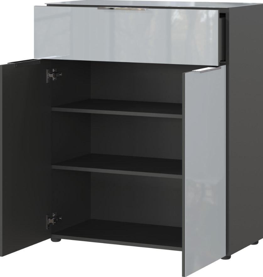 Oakland komód, 1fiókos,2 ajtós, üveg front