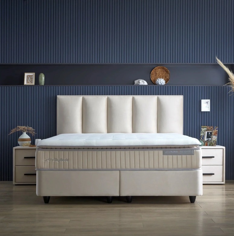 Kolibri boxspring franciaágy szett (ágyneműtartóval, matraccal),beige,160x200cm