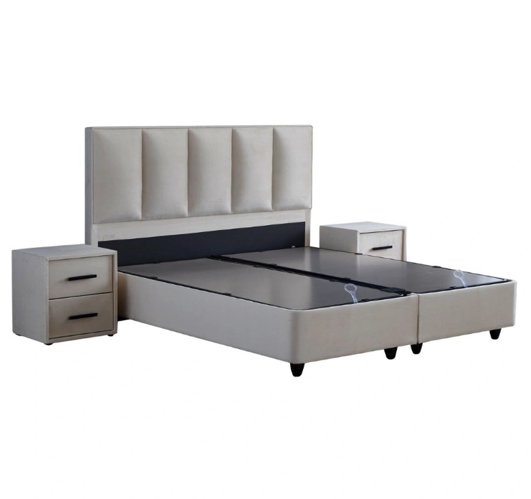 Kolibri boxspring franciaágy szett (ágyneműtartóval, matraccal),beige,160x200cm