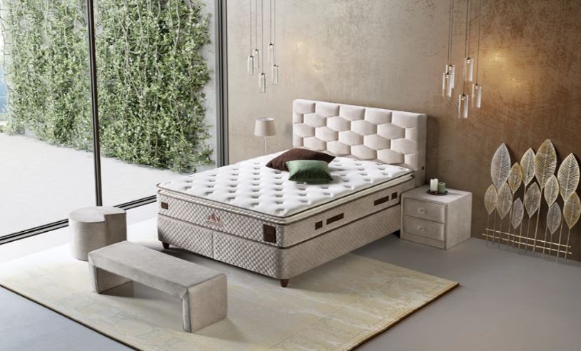 Magnólia boxspring ágyszett (ágyneműtartós ágy matraccal),bézs 200*200cm