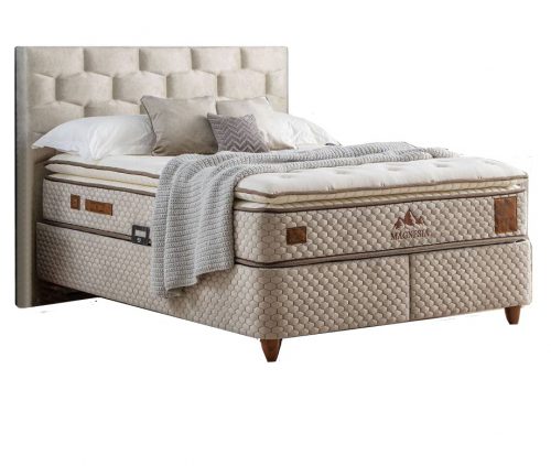 Magnólia boxspring ágyszett (ágyneműtartós ágy matraccal),bézs 200*200cm
