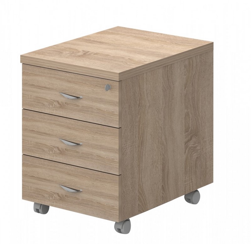 D-Line 3 fiókos görgős konténer központi zárral, szil színben, 43x51x57 cm