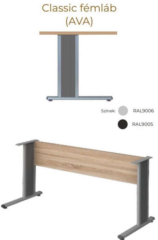 D-Line Classic AVA fémlábas 160/120 sarkos operatív asztal, jobbos, szil, 160x74x120 cm