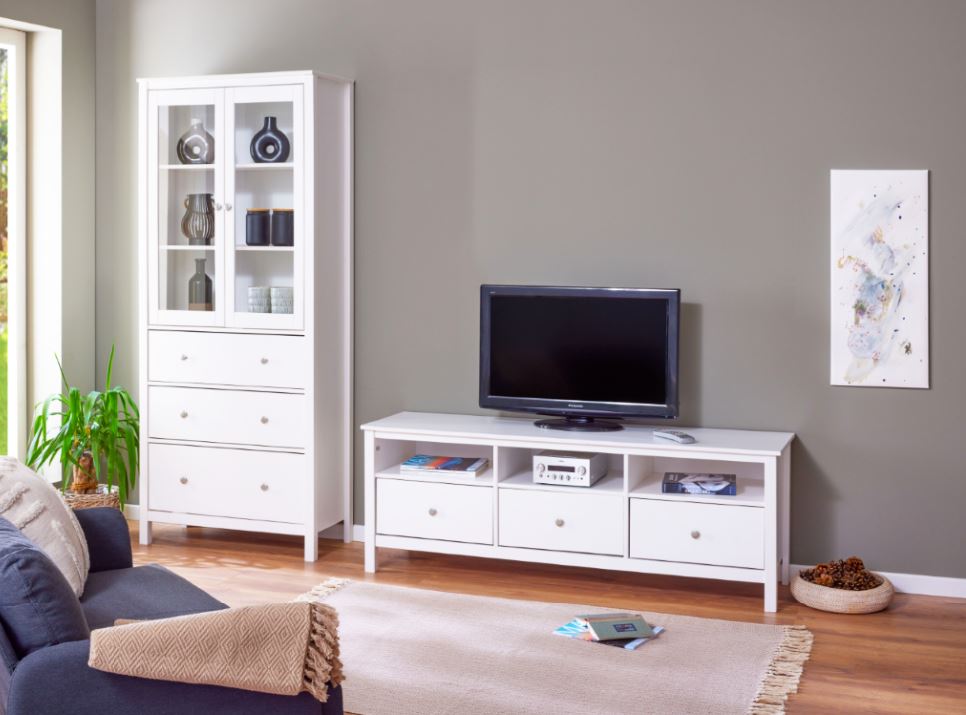 CosyHome TV állvány, fehér, 160x57x45cm