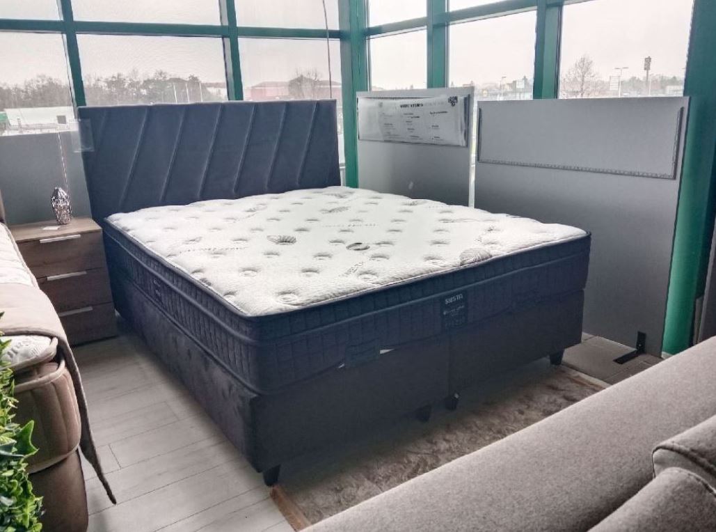 Letto boxspring franciaágy matraccal, szürke,180x200 cm
