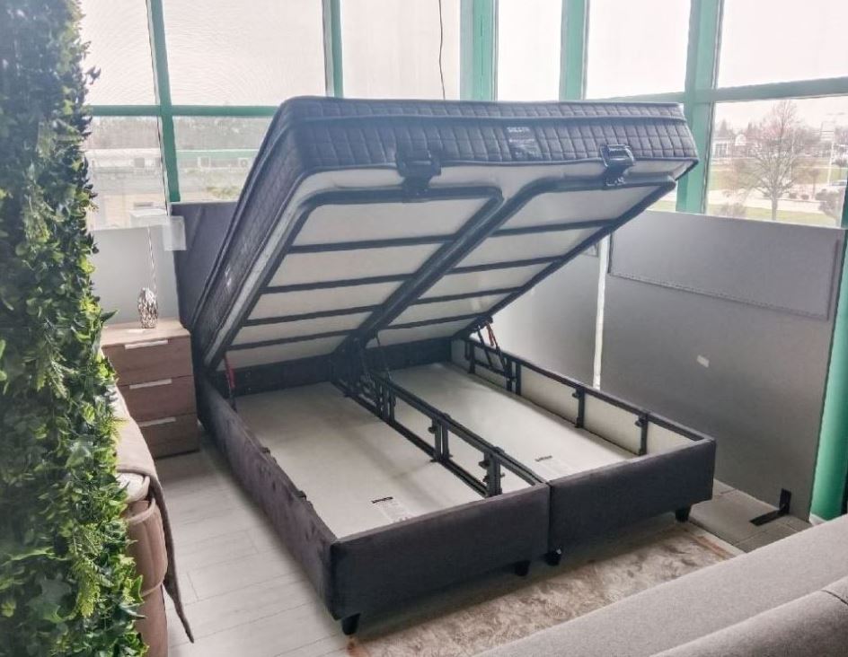 Letto boxspring franciaágy matraccal, szürke,180x200 cm