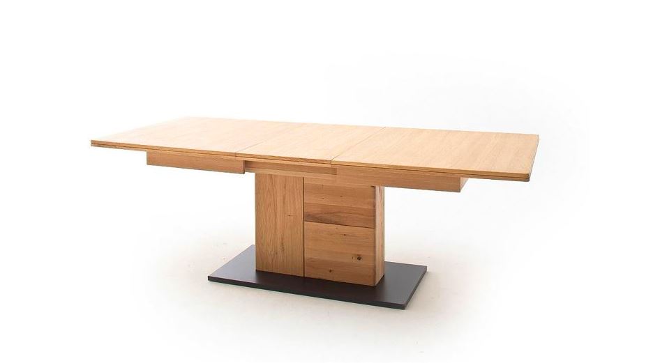 Tizio étkezőasztal, olajozott tölgy tetőlap, tölgy furnér láb, antracit talp, 180-230x77x100 cm