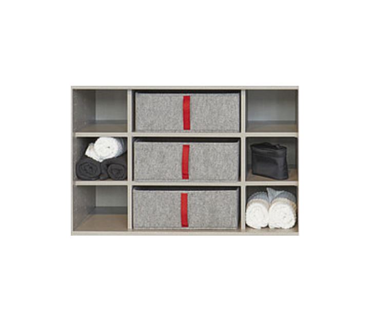  07G1 Belső polcos betét, 3 szövetdobozzal, 90cm-es elembe, 88x60x50 cm (Katja)