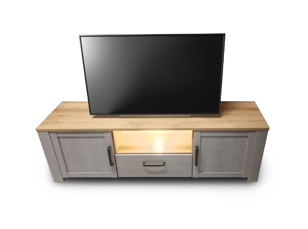 Provance TV állvány LED világítással, szürke / riviera tölgy, 166x52x42 cm