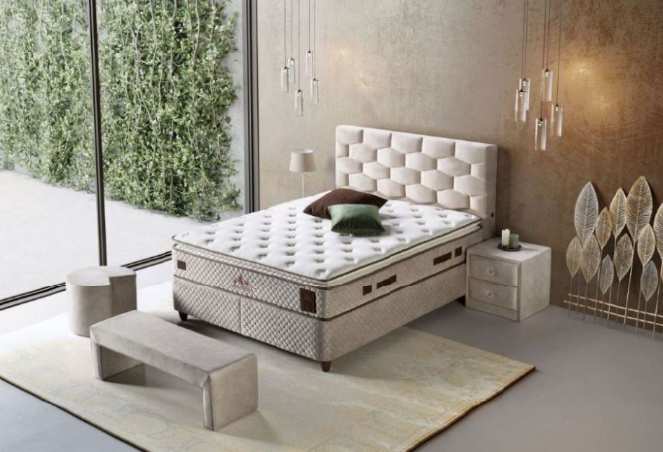 Magnólia boxspring ágyszett (ágyneműtartós ágy matraccal), bézs, 120x200 cm