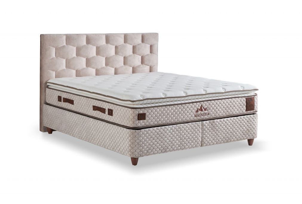 Magnólia boxspring ágyszett (ágyneműtartós ágy matraccal), bézs, 120x200 cm