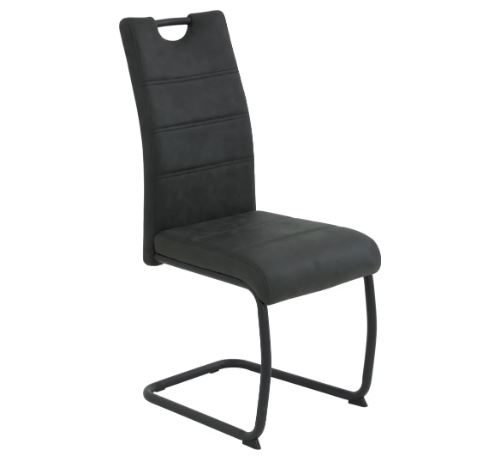 Amade szék, vintage antracit, fekete láb, 43x58x98 cm 