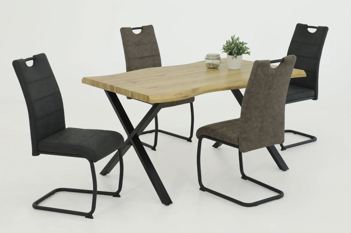 Amade szék, vintage antracit, fekete láb, 43x58x98 cm 