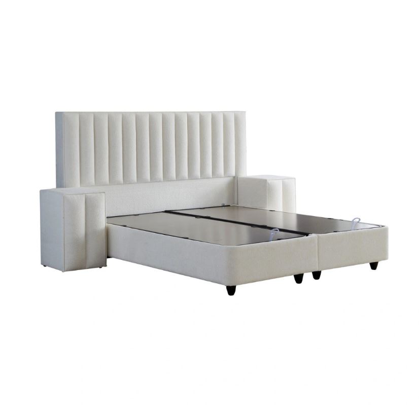 Pure boxspring franciaágy szett (ágyneműtartóval, matraccal) fehér, 180x200cm