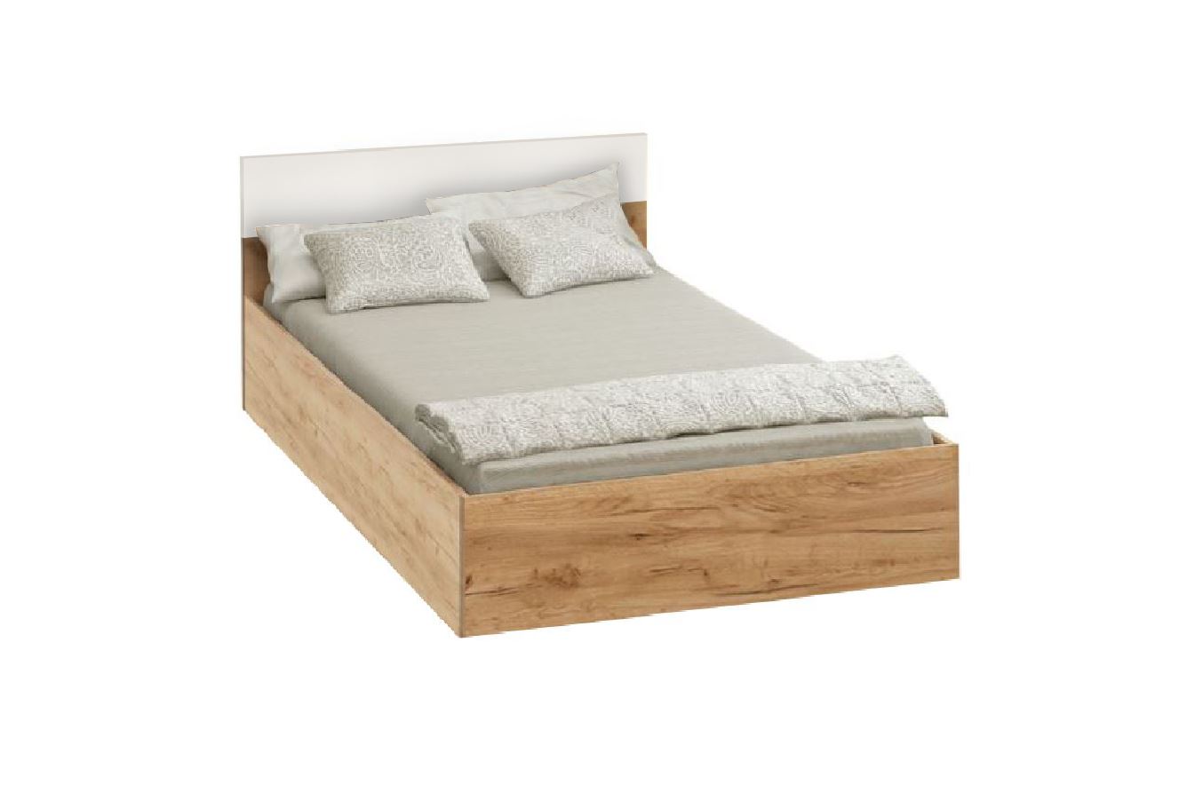 Drill-140 ágyneműtartós ágy, Gold craft tölgy / Fényes fehér, 140x200 cm