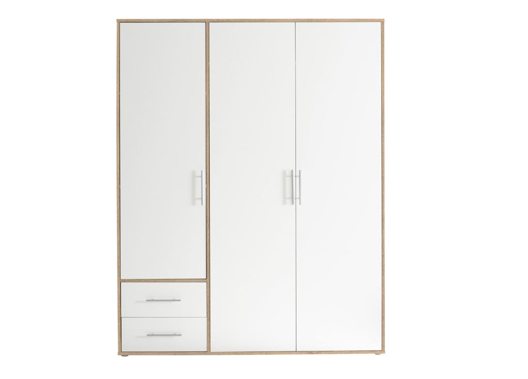 Lencia szekrény, fehér/sonoma tölgy, 155x195x60 cm