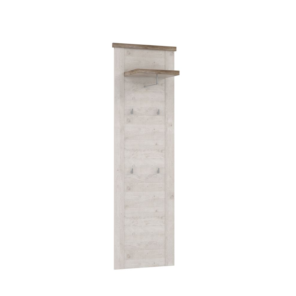 Durango előszoba panel, fehér fenyő / antik tölgy, 61x199x34 cm