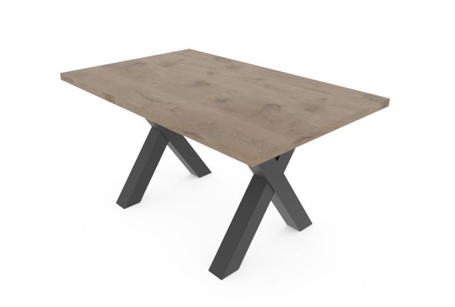 System-X140F étkezőasztal, Viking-tölgy tetőlap / acélfekete láb, 140x90 cm