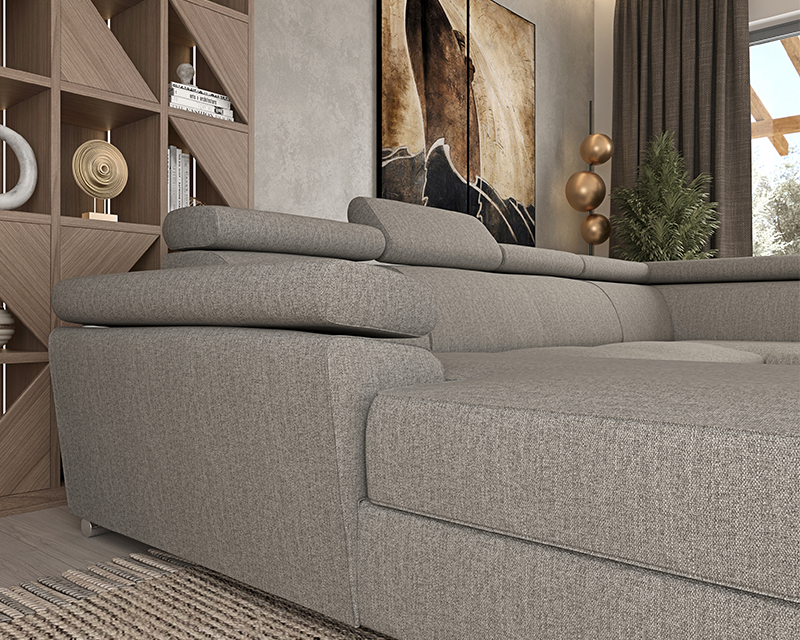 Oleander U ülőgarnitúra, jobbos lábtartós, CITY szürke, 206x340x170 cm