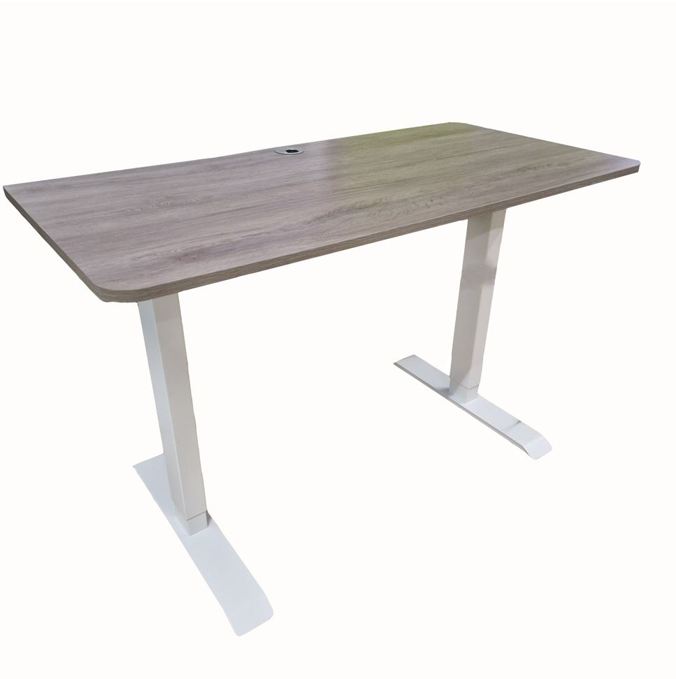 Phat íróasztal, motoros magasságállítással, fehér váz, 120x60 cm asztallap (tölgy) "k"