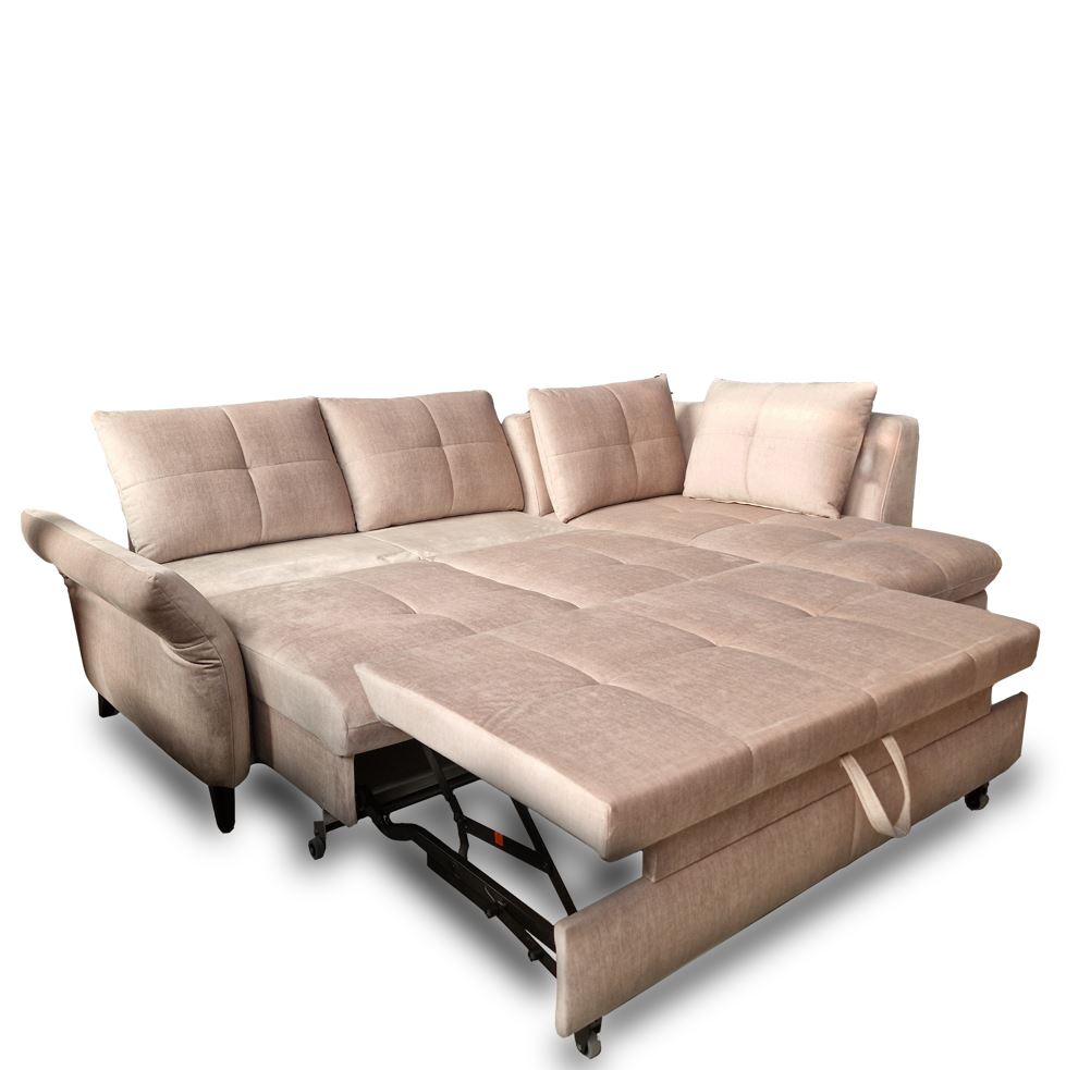 Slide sarokgarnitúra, ággyal, ágyneműtartóval, jobbos, Cosy beige 02," B" 259x162cm