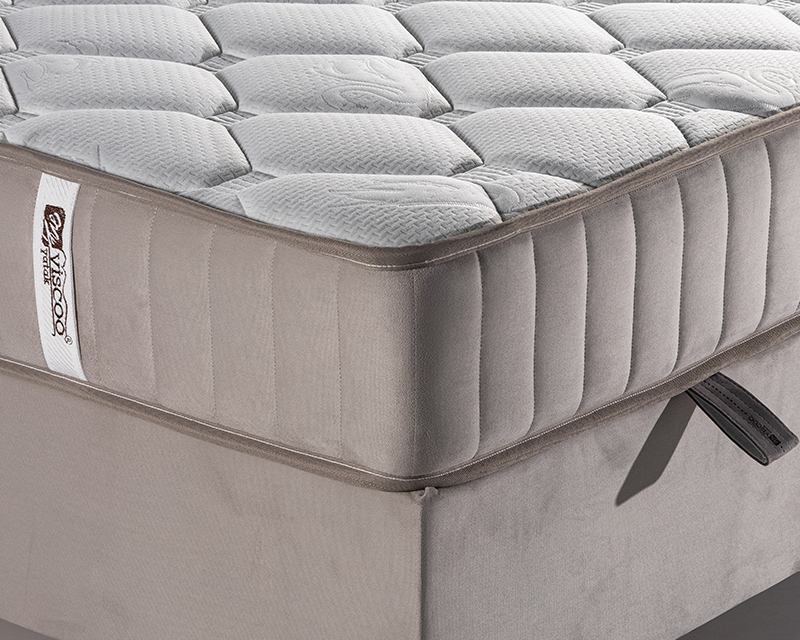 Ariel boxspring ágyszett (ágyneműtartós ágy matraccal),beige bársony, 120*200cm