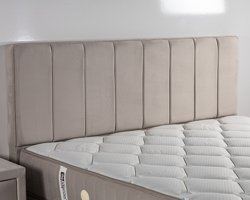 Ariel boxspring ágyszett (ágyneműtartós ágy matraccal), beige bársony, 140*200 cm