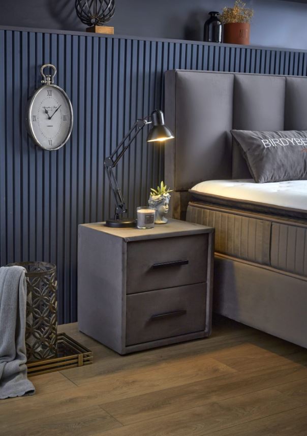 Kolibri éjjeliszekrény 2 fiókos, szürke, 45x50x50 cm