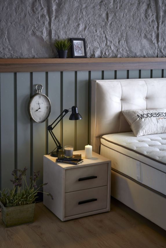 Milano éjjeliszekrény 2 fiókos, beige, 45x50x50 cm