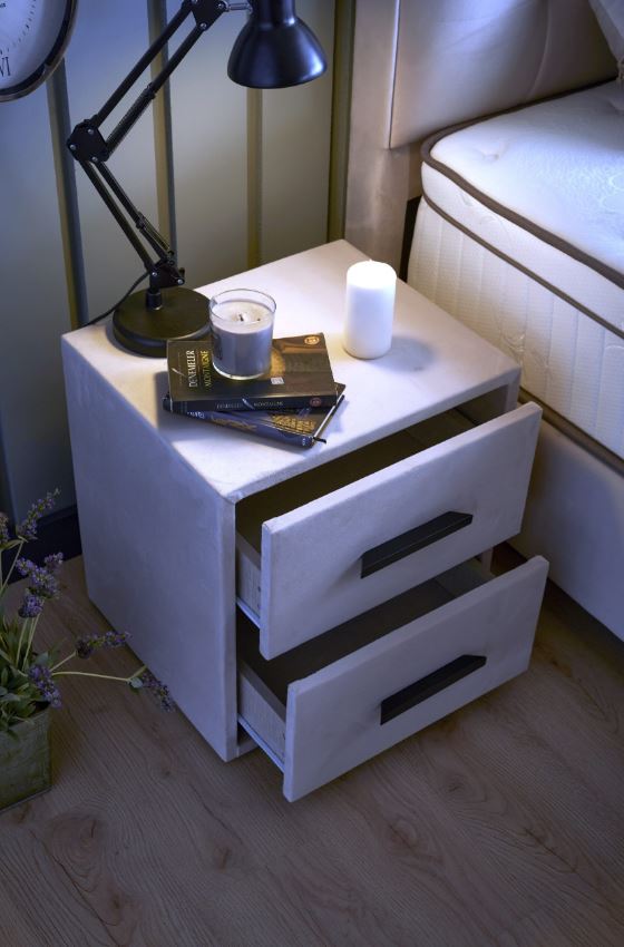 Milano éjjeliszekrény 2 fiókos, beige, 45x50x50 cm