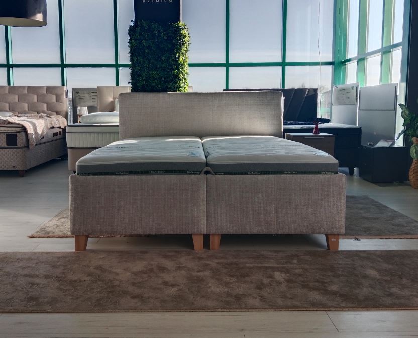 Gino franciaágy 180x200cm ágykeret 2 dobozból ,ágyrács egyben Cremona 02 bézs (D) "AK"