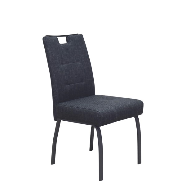 Legnano szék, 4 lábú, sötétszürke szövet, fekete láb, 48x97x65 cm