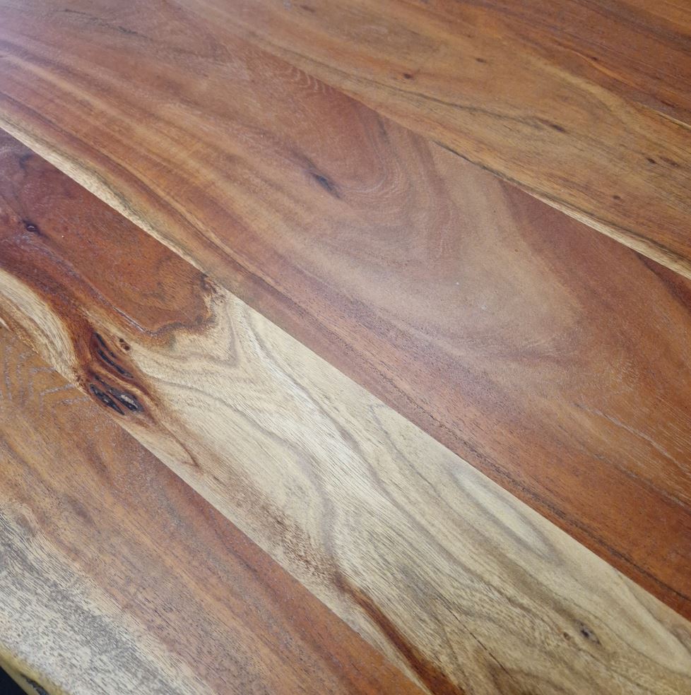 Mumbai étkezőasztal, valódi akácfa / fekete fém csillagláb, 200x100x76 (MINTADARAB)