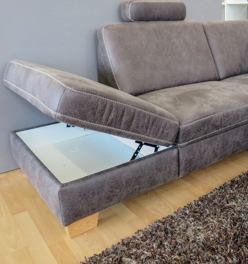 Stanley U alakú ülőgarnitúra 313x235x167 cm + Inside-S relax fotel 84x106x88 cm, Taurus Grau szövet, tölgy láb