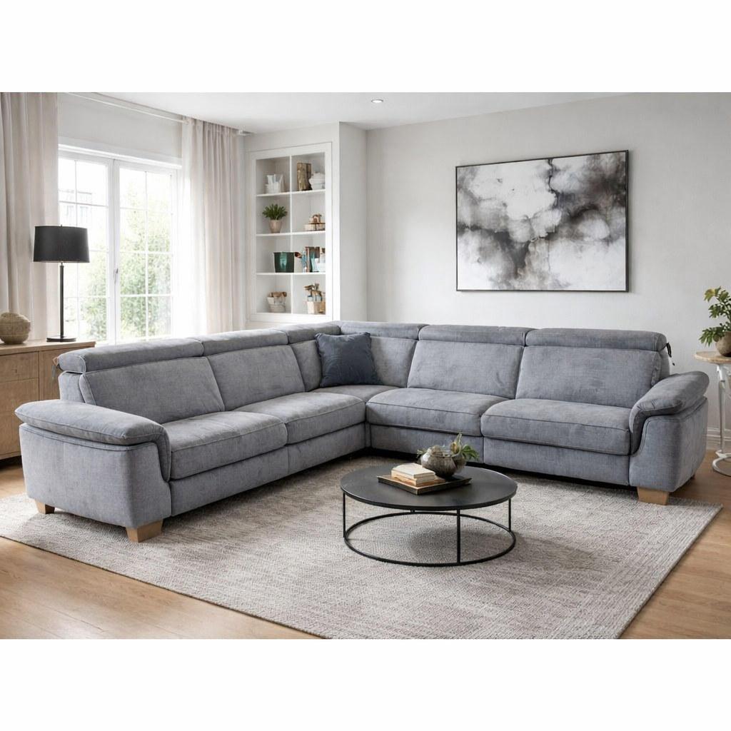 Zenit sarok ülőgarnitúra, motoros relaxülésekkel, 288x284 cm