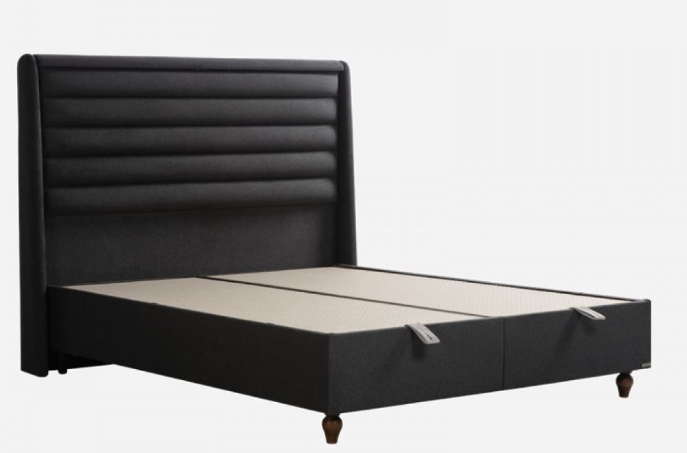 Havanna Boxspring ágyszett világítással (ágyneműtartós ágy matraccal), antracit, 180x200 cm