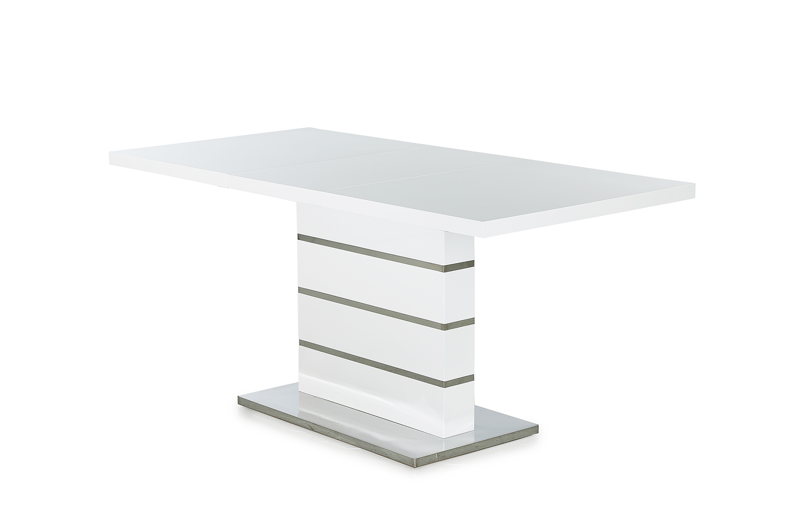 Athen étkező asztal, magasfényű fehér/króm, 120-160*80cm