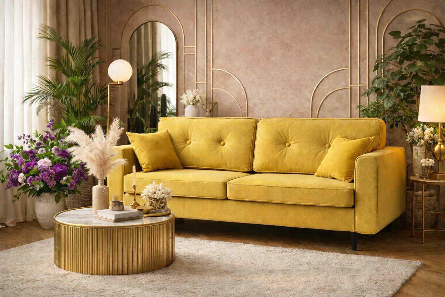 Sinki HR LUX kanapé, sárga szövet