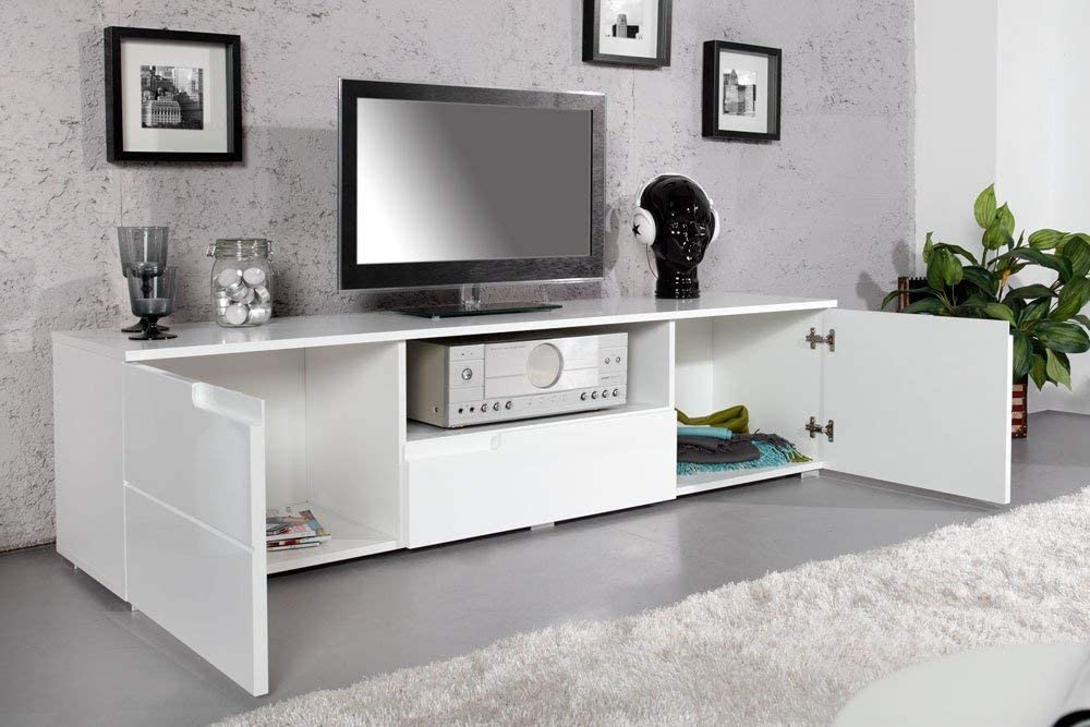 Lidia TV-állvány magasfényű fehér, 165x42x40 cm"k"