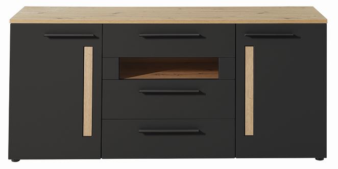 LOFT-GH20 komód, Artisan tölgy / matt grafit, 180x81x44 cm"k"