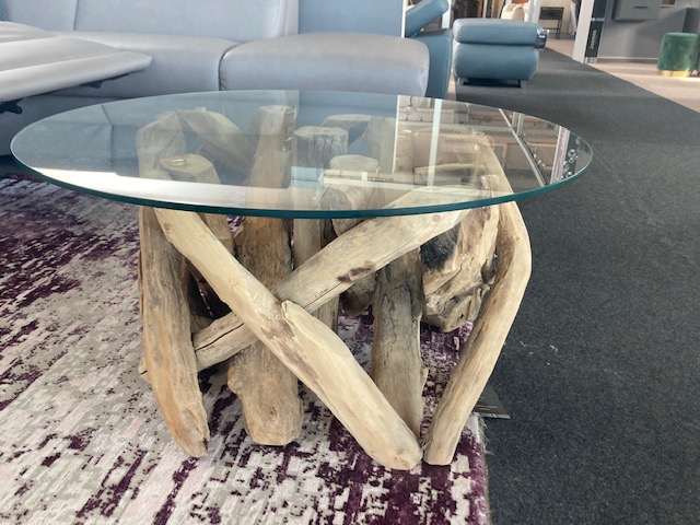 Root dohányzóasztal, tömörfa-üveg